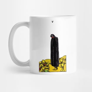 Five of cups tarot card front and back design Mug